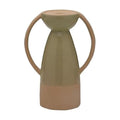 Elements Ceramic Pillar Candle Holder, for Use with Real Wax or Flameless Candles, 7.44x4.41x10 Inch, Green - size: 7.44" L x 4.41" W x 10" H