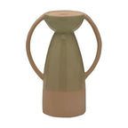 Elements Ceramic Pillar Candle Holder, for Use with Real Wax or Flameless Candles, 7.44x4.41x10 Inch, Green - size: 7.44" L x 4.41" W x 10" H