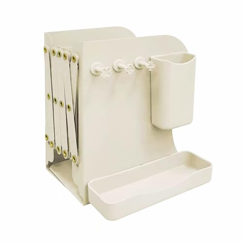 Adjustable Metal Bookends Heavy Duty for Shelves, 2 Dividers, Side Organzier, Anti-Slip Design Expandable Book Ends for Desk, Office(White, 18 inches Max)
