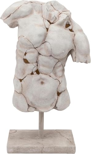 Resin Male Torso Sculpture – Contemporary Figurine, Accent for Bookshelf Styling, Coffee Tables, Shelves or Entryways – Artistic Home Decor Object for Living Room or Office - 25", White - color: White