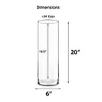 CYS EXCEL Cylinder Clear Glass Vase (H:20" D:6") | Multiple Size Choices Glass Flower Vase Centerpieces | Hurricane Floating Candle Holder Vase - size: H-20" D-6"