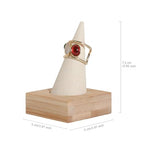 GemeShou Beige wood ring storage organizer, Velvet Jewelry ring display holder, Cute ring display stand for selling, wedding ring holder at nightstand【Beige with single cone】 - size: Small