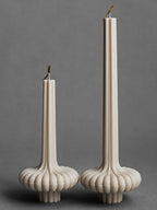 LAWA Set of 2 Pumpkin Base Candle - Beautiful Handmade Pillar Unscented Soy Wax Elegant Aesthetic Vase Candle Housewarming Gift Home Room Shelf Decor Idea Moon Gray - color: Moon Gray
