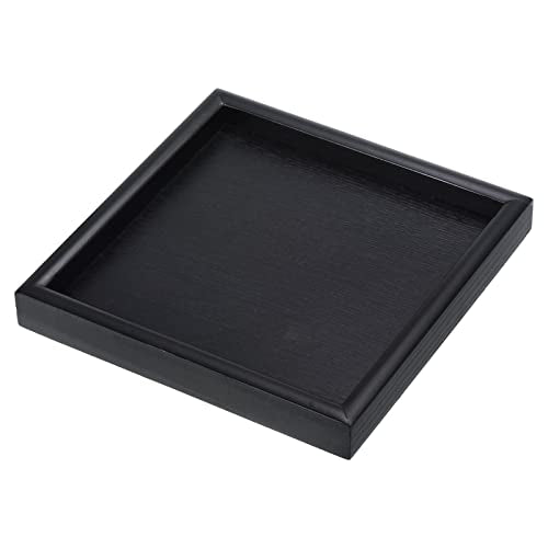PATIKIL Wood Serving Tray 7 Inch, Square Decorative Platter for Home Decor Kitchen Table Candle Holder, Black - size: 7 Inch