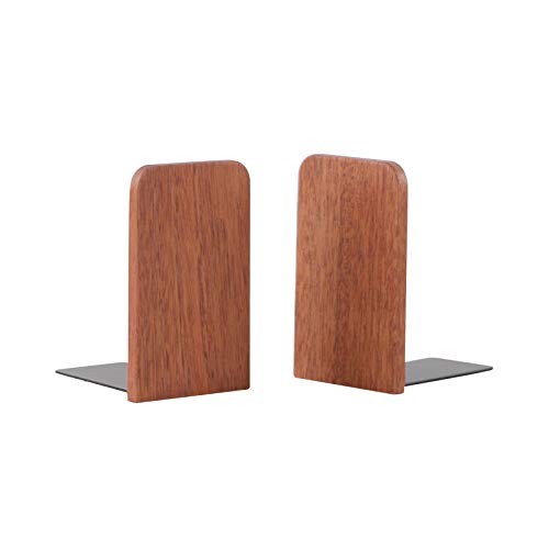 Muso Wood Book Ends for Shelves, Non-Slip Bookends, Heavy Duty Wooden Bookend Support for Books and Movies (Sapele 1 Pair) - color: Sapele-1 Pairs