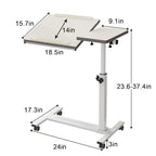 TigerDad Over Bed Table with Wheels Adjustable | Rolling Laptop Table Overbed Desk Hospital Tray Table Sofa Chair Side Table for Home Office (White) - color: White