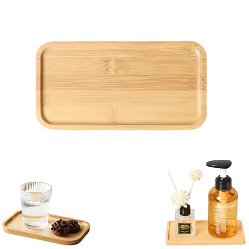 1PCS Bamboo Bathroom Trays - Suitable for The Bathroom,Kitchen,Breakfast Tray and Decorative Tray (8.27 in * 4.33 in) - size: 8.3" x 4.3" x 0.4"