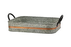 Galvanized Metal Serving Trays Iron Black Handles, Farmhouse Tray with Copper Strip, Decorative Centerpiece for Coffee Table or Dining Table, Rustic Utility Tray for All Purpose, Rectangular Trays - size: 17" x 9.5" x 2"