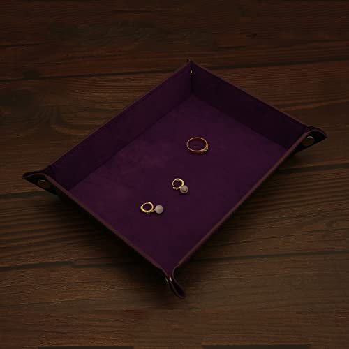 Valet Organizer - Catchall Tray for Jewelry, Wallets, Watches, Keys, Coins, Phones, Glasses - Perfect for Nightstand, Desk, Entryway - color: Purple