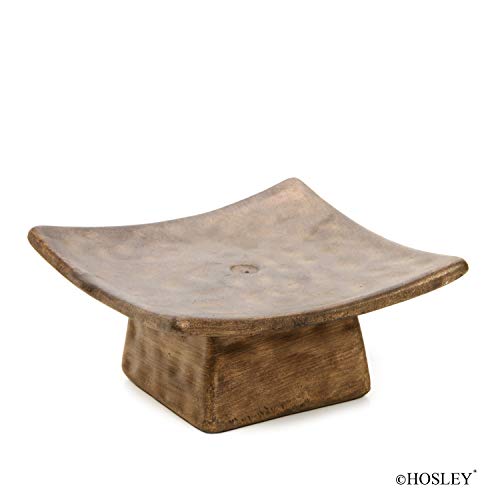 Hosley Square Pillar Candle Holders & Incense Stick Holder for Modern Ritual Accessories for Mindful Living Ideal for Home Décor, Office, Livingroom, Spa - color: Light Brown