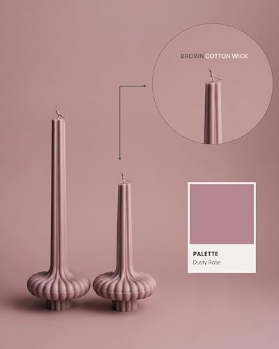 LAWA Set of 2 Pumpkin Base Candle - Beautiful Handmade Pillar Unscented Soy Wax Elegant Aesthetic Vase Candle Housewarming Gift Home Room Shelf Decor Idea (Dusty Rose) - color: Dusty Rose