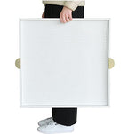 HofferRuffer Extra Large Square Serving Tray, Elegant Faux Leather Ottoman Tray with Gold Hardware Handles, Serve Tea, Coffee or Breakfast in Bed, 23.6 x 23.6 inches, White Large Square - color: White, size: 23.6" x 23.6" x 2"