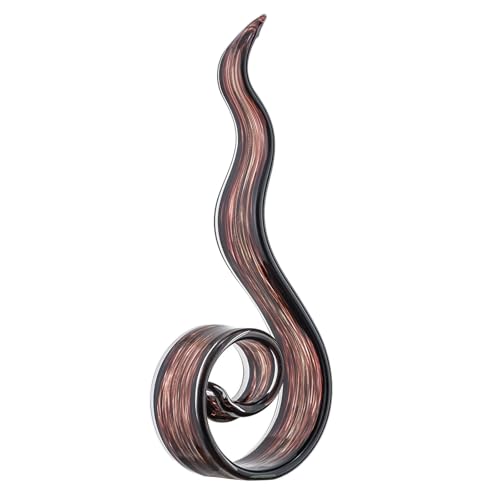 11.4" Tall Hand-Blown Glass Sculpture Murano-Style Sculpture Art Ornament Statue Figurines Home Decor Accent Piece Coastal Ocean Nautical Home Decor,Shelf,TV Stand,Tabletop Centerpieces,Wonderful Gift - color: Black-brown
