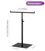 Purse Display Stand T Shaped, Countertop Jewelry/Scarf/Handbag T-Bar Display Stand, Tabletop Double Hook Hanging Stands for Long Necklaces, Metal with Adjustable Height - Black - color: Black