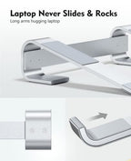 Soqool Laptop Stand for Desk,Aluminum Computer Stand for Cooling,Sturdy Stable Ergonomic Laptop Riser Compatible with MacBook Pro Stand Air/Dell/HP/Lenovo 10-16.2inch Notebook,Work Home Office - color: Silver