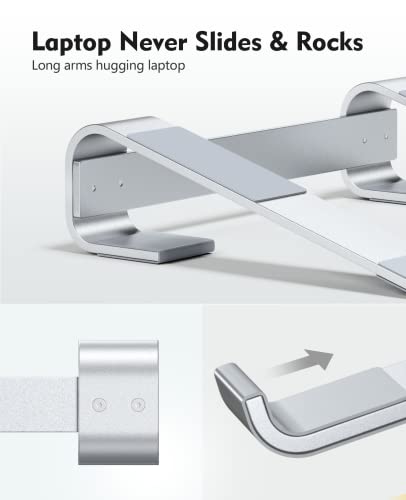 Soqool Laptop Stand for Desk,Aluminum Computer Stand for Cooling,Sturdy Stable Ergonomic Laptop Riser Compatible with MacBook Pro Stand Air/Dell/HP/Lenovo 10-16.2inch Notebook,Work Home Office - color: Silver