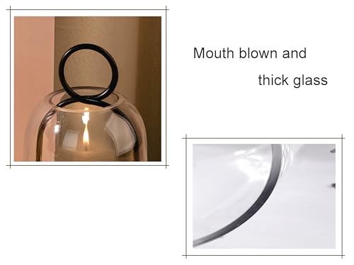 6" & 4" Wide Versatile Modern Metal Hurricane Lantern with Handmade Sturdy Glass Dome in Black for Pillar Candle & Plants, for Living Room, Porch, Mantel Decoration (Black, 4"x7.5" &6.3"x11.2") - color: Black, size: 4"x7.5" & 6.3"x11.2"