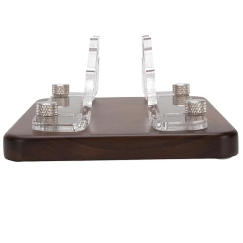 Asixxsix Mini Stand, Adjustable Slot Width 25-56mm Vertical Stand, Walnut Wood Desktop Holder with Anti Slip Silicone for