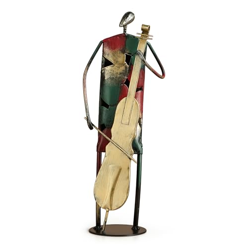 Modern Metal Musician Sculpture, Handmade Colorful Music Player Figurine, Abstract Iron Art Statue for Home Decor, Office Desk, Bookshelf, Living Room Decorations, Gift for Music Lovers (Cello) - color: Cello