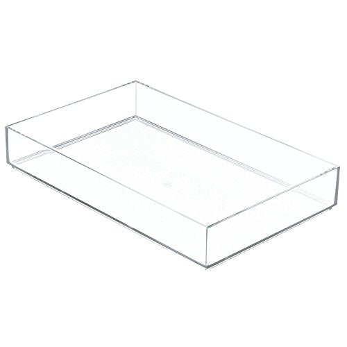 iDesign Clear Drawer Organizer, Plastic Tray for Makeup Storage on Bathroom Vanity, Dresser or Desk - size: XL