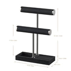bussdis 2 Tier Bracelet Holder Display - Detachable T Bar Black Velvet Bracelet Holder, Jewelry Holder Organizer for Bracelet, Necklace, Earrings, Rings - color: Black