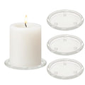 4PCS 4 Inch Clear Glass Candle Plates & Pillar Candle Holders - Small Round Candle Bases/Coasters for Dining & Wedding Table Centerpieces(Candle Not Included)