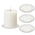 4PCS 4 Inch Clear Glass Candle Plates & Pillar Candle Holders - Small Round Candle Bases/Coasters for Dining & Wedding Table Centerpieces(Candle Not Included)
