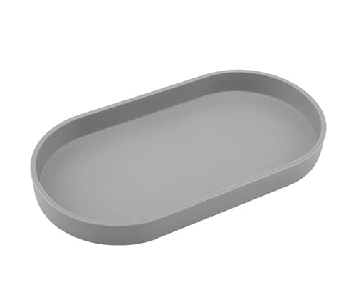 Gray Small Tray (10 inch), Oval Tray for Kitchen Counter, Bathtub Bathroom Vanity Items, Countertop Organizer, Coffee Accessory, Bar, Serving Seasoning, Salt and Pepper, Soap, Perfume. - color: Gray, size: 10.2" x 5.5" x 1.1"
