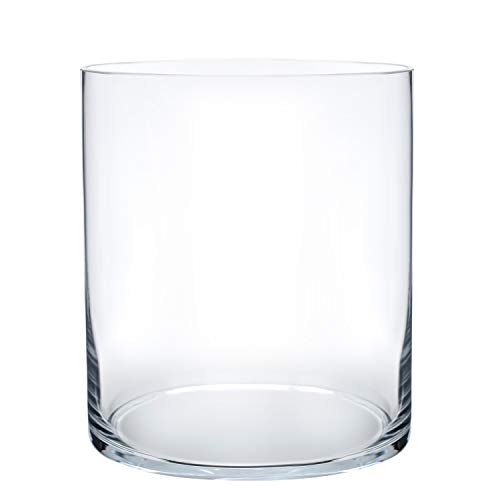 Royal Imports Flower Glass Vase Decorative Centerpiece for Home or Wedding - Cylinder Shape, 8" Tall, 6" Opening, Clear - size: 6" wide x 8" tall