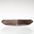 USA Handmade Premium Leather Valet Tray, Jewelry Organizer With Brass Rivets (Dark Walnut Brown, Mini) - color: Dark Walnut Brown, size: 2.5" x 2.5" x 1"
