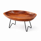 Teak Wood Multi-Purpose Catchall Tray – 12.8" Live Edge Decorative Organizer for Keys, Jewelry & Coffee Table Decor