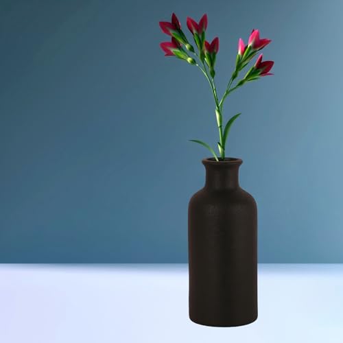Matte Black Ceramic Vase for Dry Flowers, Modern Minimalist Home Decor 7" Tall, Fits Table,Shelf,Fireplace,Bedroom,Living Room & Kitchen - color: Black, size: Large
