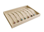 Premium Grade Beige Velvet Jewelry Organization Tray Necklace Watch Chain Bracelet Organizer Show Exhibit Home Drawer Divider Closet Insert - color: Necklace Organizer Tray