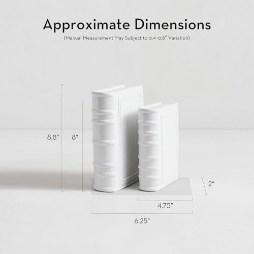 Z Gallerie Ceramic Books Set of 2 Decorative Books for Shelves, Desks & Tables Elegant Decorative Accessories for Living Room, Bedroom & Office,White - color: White