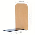 Heavy Duty Wooden Bookends Non Slip Book Shelf Holder for Books CDs and DVDs Stylish Home Office Accessory (Beige)