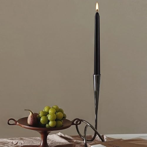 YOROXRG 24 Pack Black Taper Candles, 7-8 Hours Burn Time, Unscented, Smokeless and Dripless, 0.75 x 10 Inch Dinner Candle Set for Halloween, Household, Wedding, Party and Home Décor Candlesticks - color: Black-24