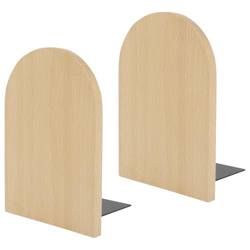 Wood Book Ends, Non Skid Desk Book Stands, Decorative Books Holder Creative BookStopper Sturdy Desk BookEnds to Hold Heavy Books Beech Bookend Supports for Office Home School(2 Beech Wood) - color: 2 Beech Wood