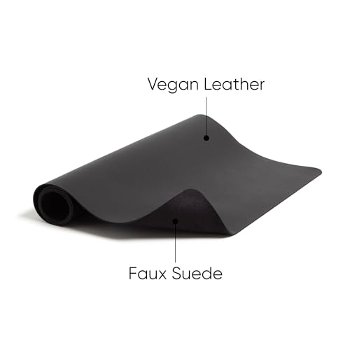 Smead Desk Pad, Vegan Leather Desk Mat with Non-Slip Faux Suede Backing, Perfect Desk Organizer for Office Decor, 36” x 17” Large, Charcoal (64828) - color: Dark Gray, size: 17" x 36"
