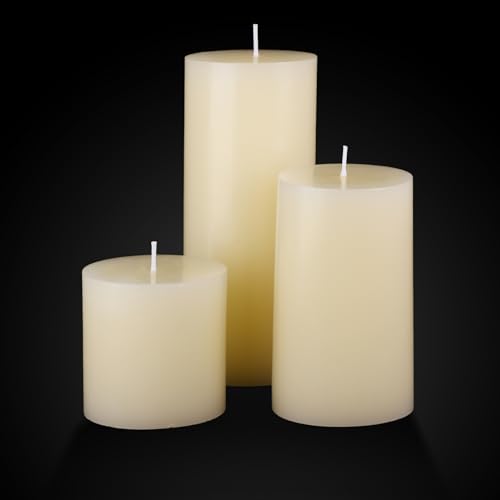 Shihanee Set of 6 Pillar Candles with Glass Cylinder Vases Clear Cylinder Hurricane Candleholders for Slim Tall Pillar Candles Wedding Table Centerpieces(3'' X 5.9", 7.9", 9.8",Ivory) - color: Ivory White, size: 3'' X 5.9", 7.9", 9.8"