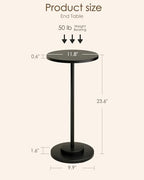 Masupu Drink Table, Round Side Table for Small Spaces, Pedestal Side Table, Small End Table with Metal Base, for Living Room, Bedroom, Bathroom, Black - color: 03.black