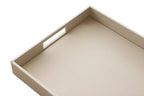 HofferRuffer Rectangle Serving Tray with Hole Handles for Coffee Table, Breakfast, Tea, Food, Butler - Countertop, Kitchen, Vanity Serve Tray, 16.2 x 12.2 x 2 inches, Faux Leather (Dark CreamWhite) - color: Dark Creamwhite, size: 16.2" x 12.2" x 2"