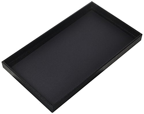 3-Piece 1 -Inch Deep Black Full Size Plastic Stackable Jewelry Tray 14 3/4" X 8 1/4" X 1"H - color: Black