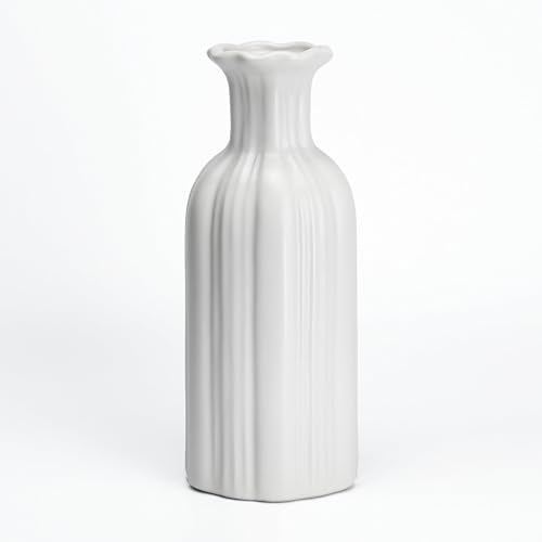 White Ceramic Vase 7 inch Small Vase Can be Used as Bedroom Study Living Room Dining Table Home Decoration Suitable for Wedding Flower Arrangement Design Bohemian Style (HPBY-02) - color: Hpby-02