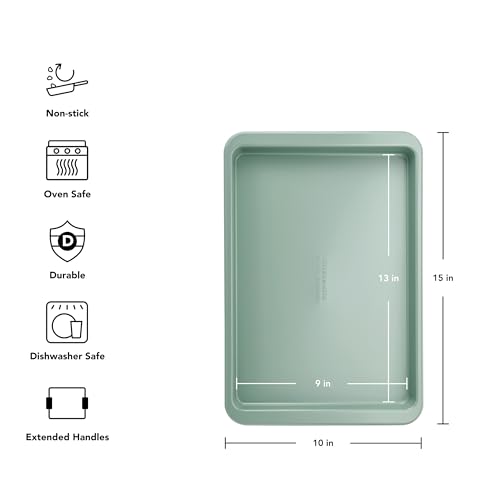 KitchenAid Nonstick Swiss Engineered Aluminized Steel Baking Sheet, Dishwasher Safe, 9 x 13 Inch, Cardamom - color: Cardamom, size: 9 x 13 Inch