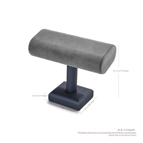 Oirlv Premium Leather Watch Stand for Men T-bar Watch Display Stand for Watches Bracelet Holder Jewelry Display Stand (Dark Grey) - color: Grey