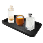 Bamboo Vanity Bathroom Tray for Counter, Bamboo Tray for Bathroom, Toilet Tank, Perfume 11.8L x 5.9W x 0.8H inch (Black) - color: Black