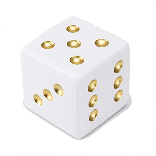 BRABUD Resin Jumbo Dice Decor White & Gold Dice Statue Living Room Bedroom Office Photographic Decoration 3.9'' TQGJBS376 - color: White, size: 3.9''