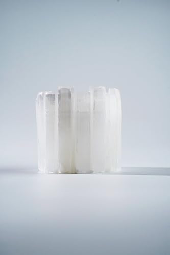 Natural Selenite Candle Holder for Tea Lights Irregularly Arranged Selenite Wand Candlesticks - Elegant Home Decor (Round Candle Holder)