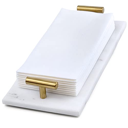 Guest Towel Holder Tray for Bathroom - White Marble-Tray - Napkin Holder for-Bathroom - Paper Hand Towel Holder. - color: White