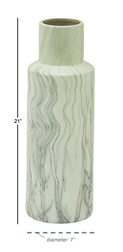 Deco 79 Ceramic Decorative Vase Faux Marble Centerpiece Vase, Flower Vase for Home Decoration 8" x 7" x 21", White - color: White, size: 8" x 7" x 21"